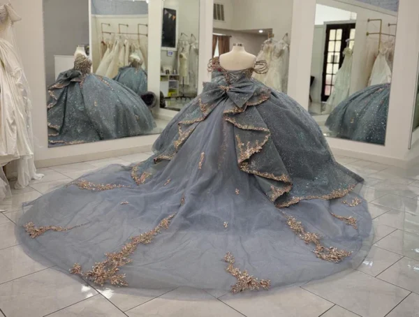 SE006-2 Tulle Lace Beaded Quinceanera Dresses Ball Gown Sweet 16 Birthday Dresses