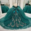SE007-6 Gorgeous Glittery Tulle Appliqued Quinceanera Dresses Off Shoulder Sweet 16 Party Gowns