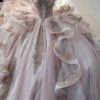 SE008-1 Sweetheart Tulle Ruffle Lace Appliqued Blush Quinceanera Dresses for Sweet 16 Party