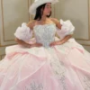 SE009-3 Gorgeous Glittery Tulle Appliqued Quinceanera Dresses Off Shoulder Sweet 16 Party Gowns