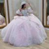 SE009-4 Gorgeous Glittery Tulle Appliqued Quinceanera Dresses Off Shoulder Sweet 16 Party Gowns