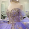 SE010-2 Princess Tulle Lace Beaded Lilac Quinceanera Dresses Ball Gown Sweet 15 Party Dress