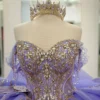 SE010-3 Princess Tulle Lace Beaded Lilac Quinceanera Dresses Ball Gown Sweet 15 Party Dress