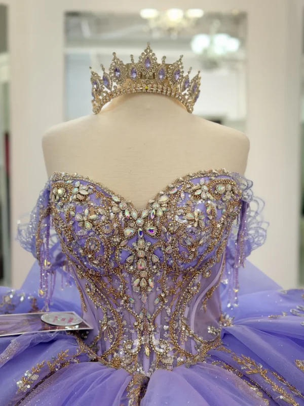 SE010-3 Princess Tulle Lace Beaded Lilac Quinceanera Dresses Ball Gown Sweet 15 Party Dress