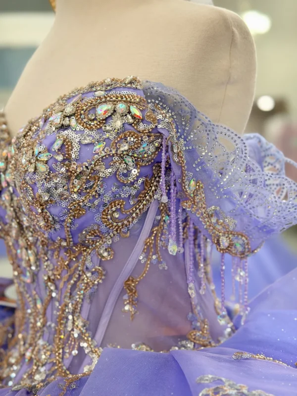 SE010-7 Princess Tulle Lace Beaded Lilac Quinceanera Dresses Ball Gown Sweet 15 Party Dress