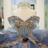 Off Shoulder Tulle Corset Appliqued Quinceanera Dresses Princess Sweet 16 Party Gowns