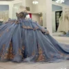 Off Shoulder Tulle Corset Appliqued Quinceanera Dresses Princess Sweet 16 Party Gowns