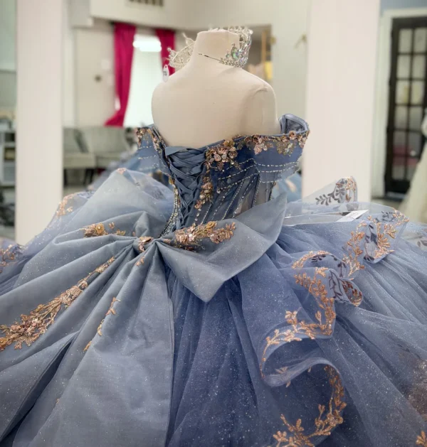 Off Shoulder Tulle Corset Appliqued Quinceanera Dresses Princess Sweet 16 Party Gowns