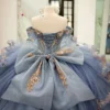 Off Shoulder Tulle Corset Appliqued Quinceanera Dresses Princess Sweet 16 Party Gowns